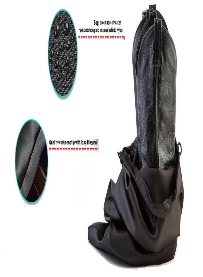 Tuff Guy Travel and Storage Boot Bags, Cowboy Boot Bag, Made of Strong Water Proof Ballistic Nylon w/Locking Drawstring (Black) -Set of 4 Travel Boot Bags, 23" X 19" - Image 3